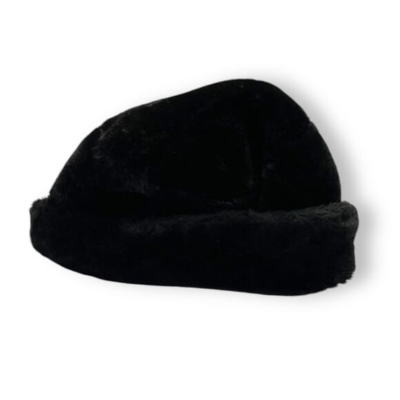 Slouchy Beanie Bucket Faux Fur Hat Unisex Black Casual Retro Academia Winter OS - Picture 4 of 8
